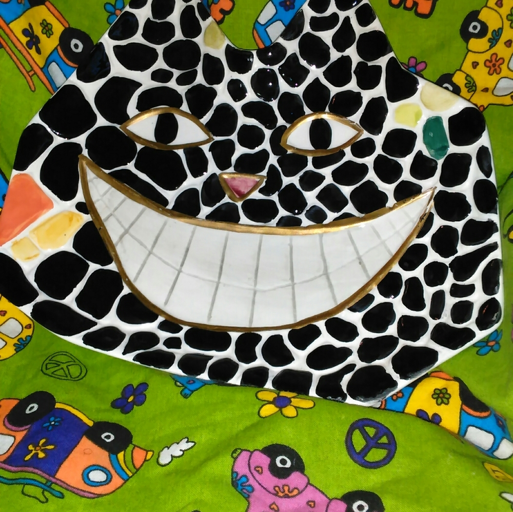 CRESCENT CERAMIC MOSAIC CAT CANDY DISH - Picture 6 of 6